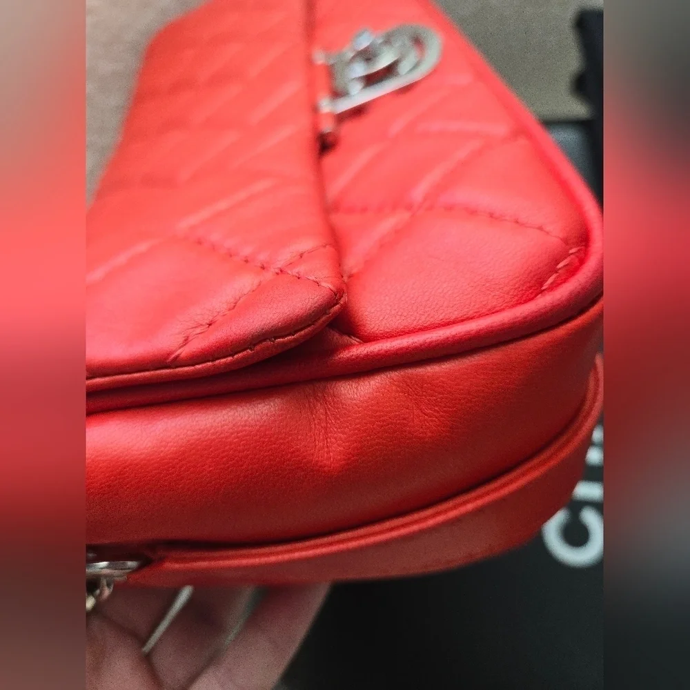 CHANEL Coral Quilted Lambskin Flap Shoulder Bag Medium